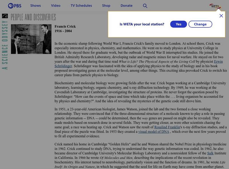 Pbs/francis Crick Handout Pbs/francis Crick Handout