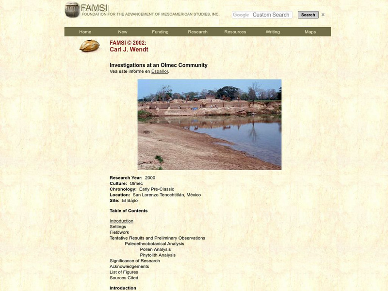 Famsi: Investigations at an Olmec Community Website Famsi: Investigations at an Olmec Community Website