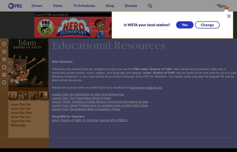 Pbs: Lesson Plans Applicable to the Study of Islam Lesson Plan