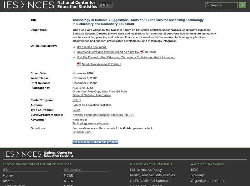 Nces: Technology in Schools Assessing Technology Website Nces: Technology in Schools Assessing Technology Website