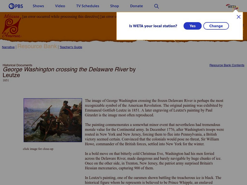 Pbs: George Washington Crossing the Delaware River Handout Pbs: George Washington Crossing the Delaware River Handout