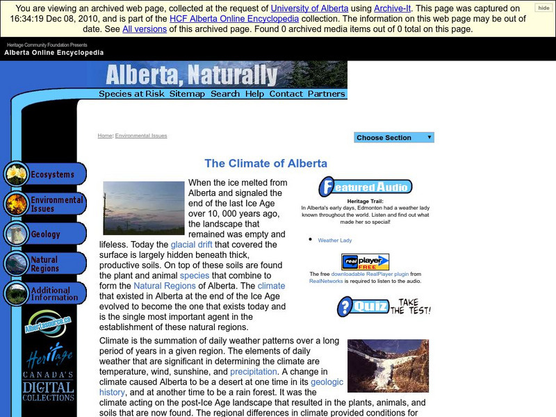 Alberta Online Encyclopedia: The Climate of Alberta Handout Alberta Online Encyclopedia: The Climate of Alberta Handout