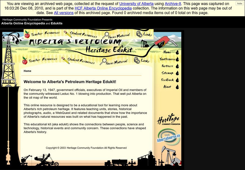 Alberta Online Encyclopedia: Alberta's Petroleum Heritage Handout Alberta Online Encyclopedia: Alberta's Petroleum Heritage Handout