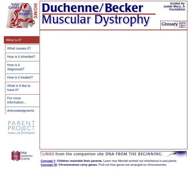 Cold Spring Harbor: Duchenne/becker Muscular Dystrophy Interactive Cold Spring Harbor: Duchenne/becker Muscular Dystrophy Interactive