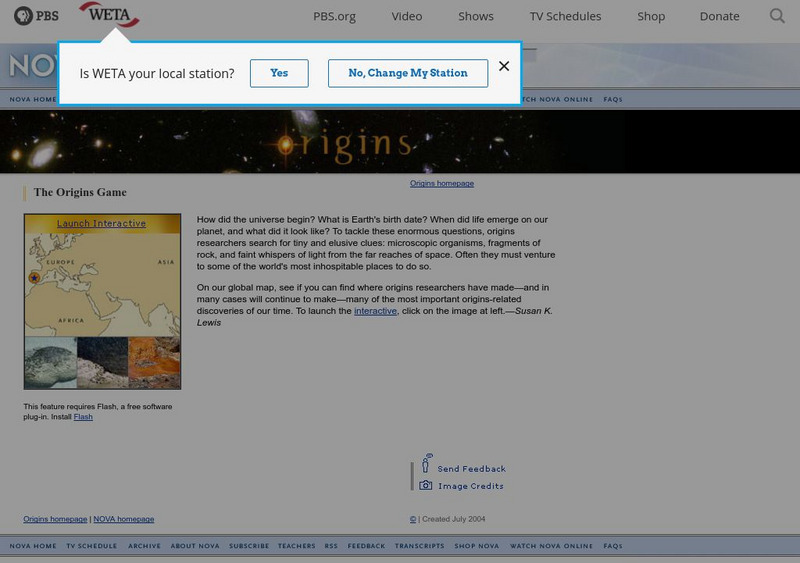 Nova: The Origins Game Interactive Nova: The Origins Game Interactive
