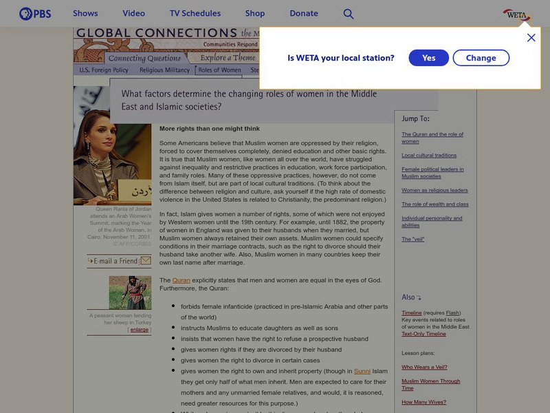 Pbs: Roles of Women in Islamic Societies Article Pbs: Roles of Women in Islamic Societies Article