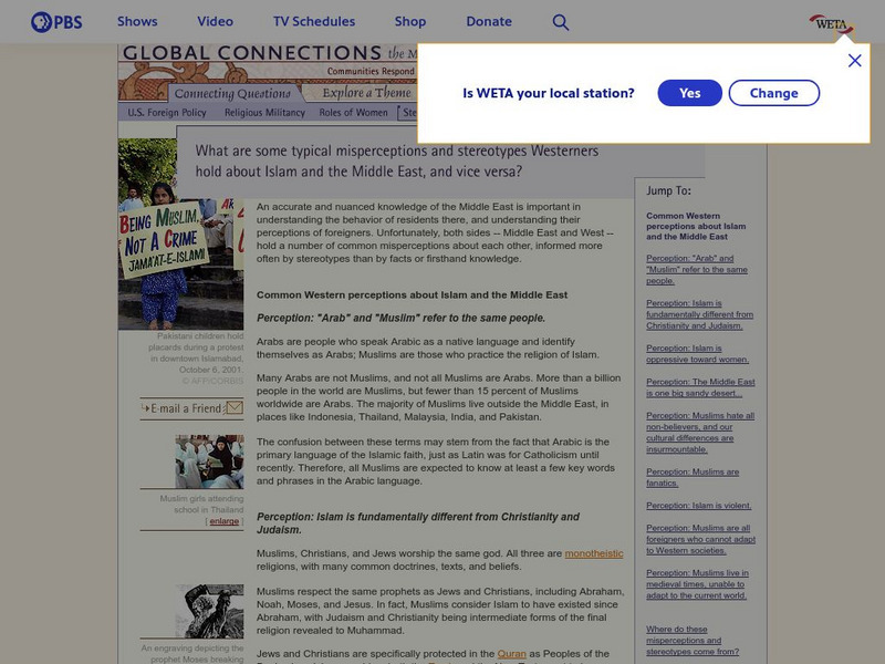 Pbs: Common Western Stereotypes About Islam Article Pbs: Common Western Stereotypes About Islam Article