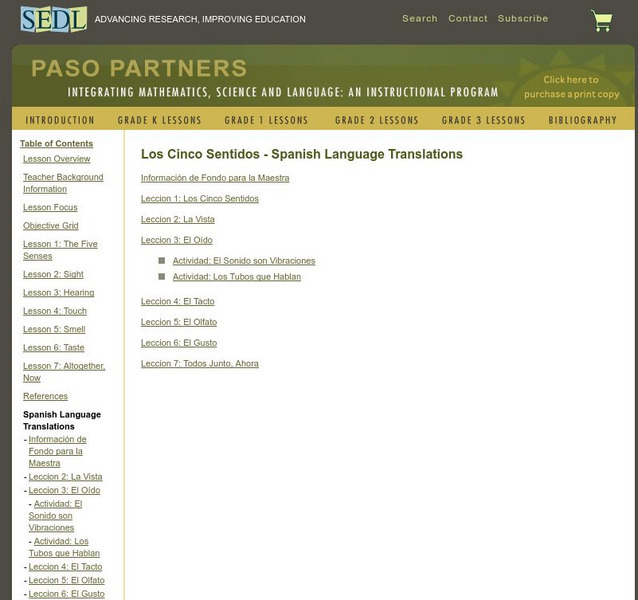 Sedl: Los Cinco Sentidos Unit Plan Sedl: Los Cinco Sentidos Unit Plan