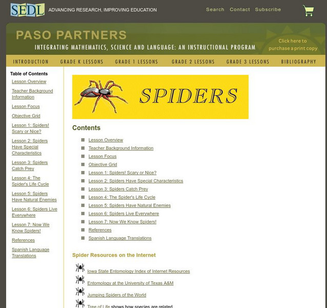 Sedl: Spiders Unit Plan Sedl: Spiders Unit Plan