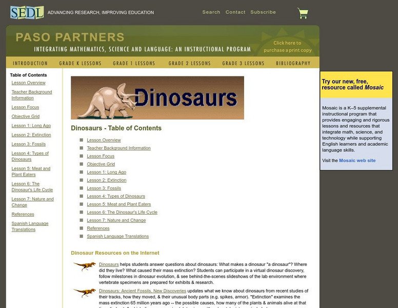 Dinosaurs Unit Plan Dinosaurs Unit Plan