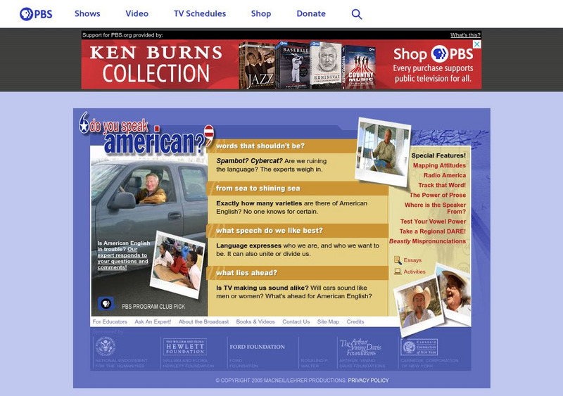 Pbs: Do You Speak American? Website Pbs: Do You Speak American? Website