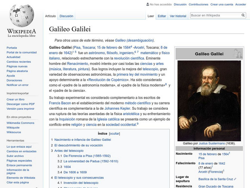 Wikipedia: Galileo Galilei Handout Wikipedia: Galileo Galilei Handout