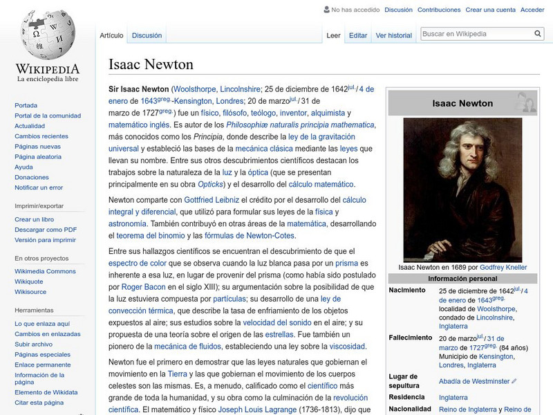 Wikipedia: Isaac Newton Handout Wikipedia: Isaac Newton Handout
