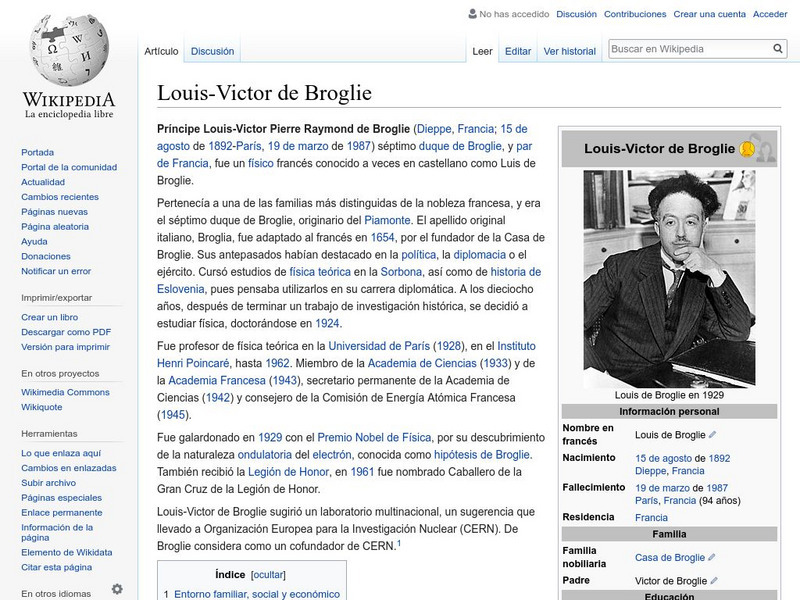 Wikipedia: Louis Victor De Broglie Handout