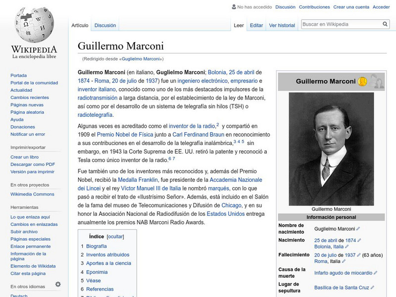 Wikipedia: Guillermo Marconi Handout Wikipedia: Guillermo Marconi Handout
