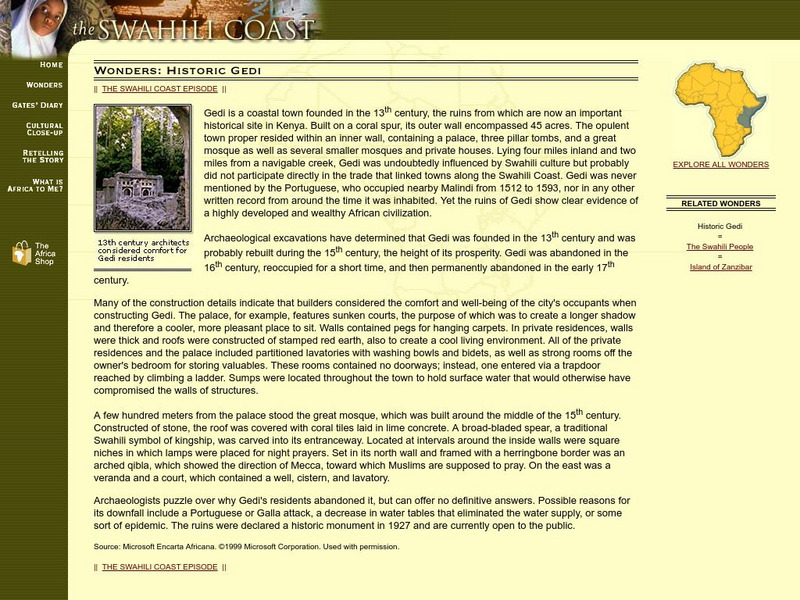 Pbs: Historic Gedi Website Pbs: Historic Gedi Website