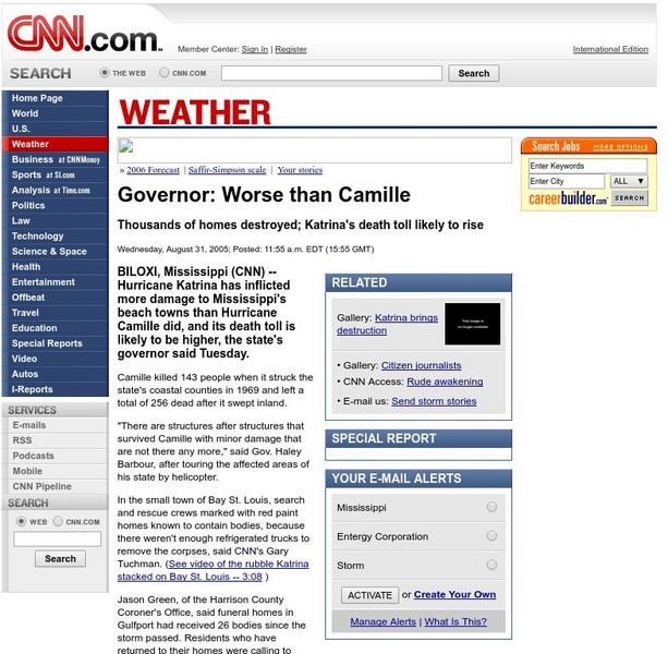 Cnn: Governor: Worse Than Camille Article