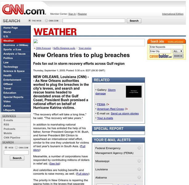Cnn: New Orleans Tries to Plug Breaches Article Cnn: New Orleans Tries to Plug Breaches Article