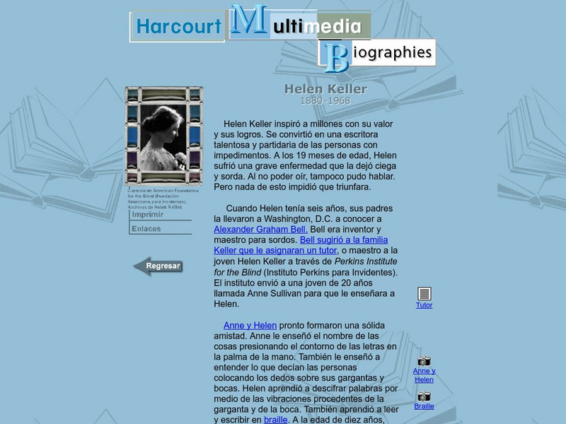 Harcourt: Biographies: Helen Keller Website Harcourt: Biographies: Helen Keller Website