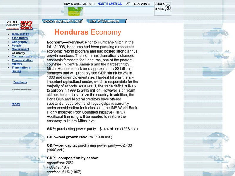 Honduras Economy Handout Honduras Economy Handout