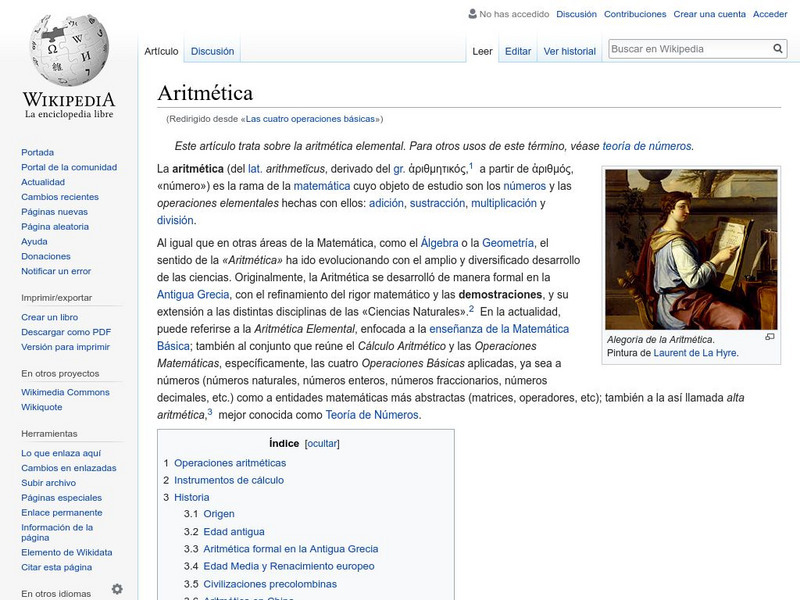 Wikipedia: Las Cuatro Operaciones Basicas Handout