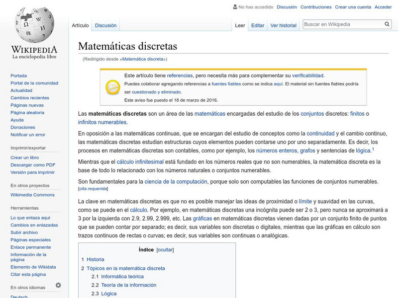 Wikipedia: Matematica Discreta Handout Wikipedia: Matematica Discreta Handout