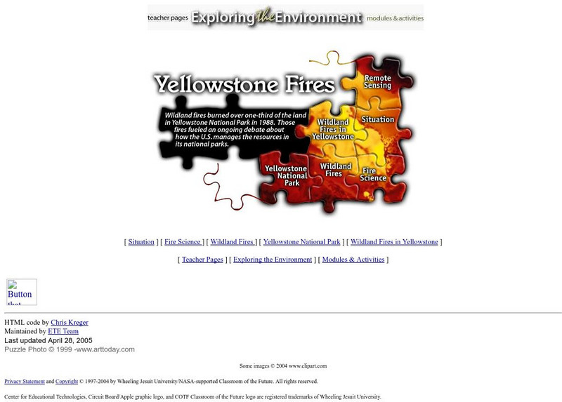 Nasa Classroom of the Future: Yellowstone Fires Handout Nasa Classroom of the Future: Yellowstone Fires Handout