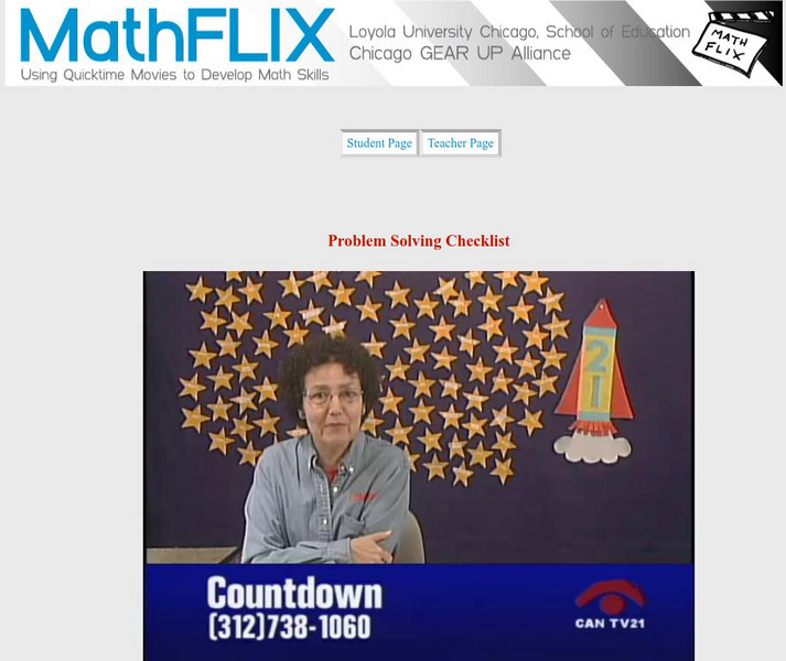 Math Flix: Problem Solving: Checklist Instructional Video