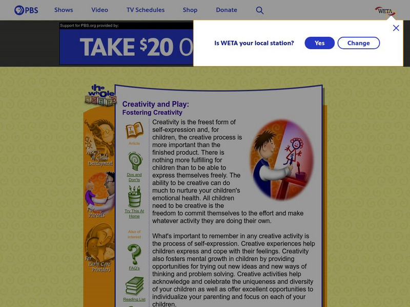 Pbs: Creativity and Play Article Pbs: Creativity and Play Article
