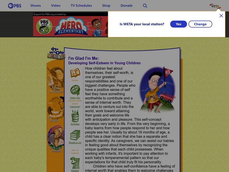 Pbs: I'm Glad I'm Me Developing Self Esteem Article Pbs: I'm Glad I'm Me Developing Self Esteem Article