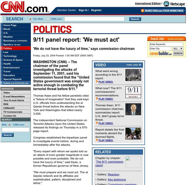 Cnn: 9/11 Panel Report: 'We Must Act' Article Cnn: 9/11 Panel Report: 'We Must Act' Article