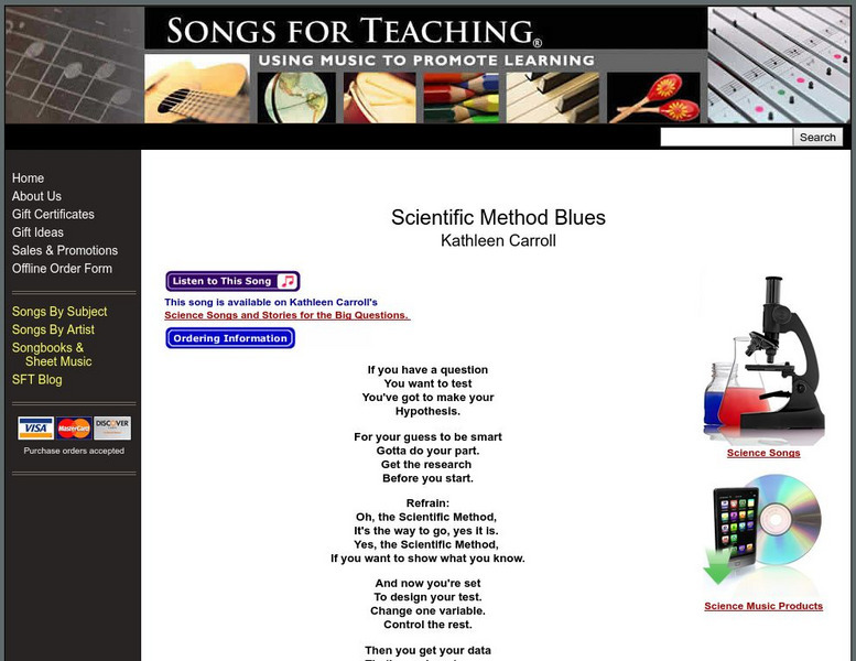 Songs for Teaching: Scientific Method Blues Lesson Plan Songs for Teaching: Scientific Method Blues Lesson Plan
