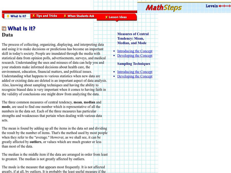 Houghton Mifflin: Eduplace: Math Steps: What Is It? Data Activity