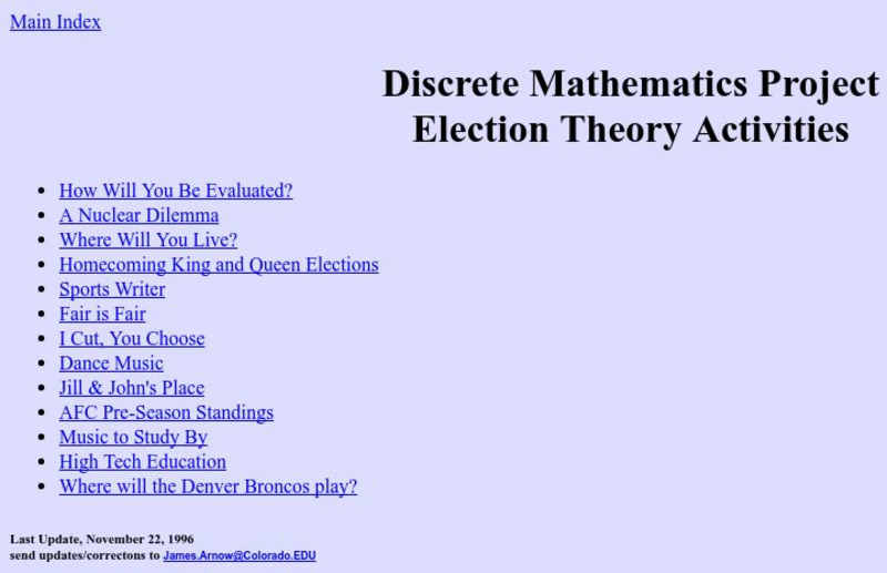 University of Colorado: Election Theory Activities Activity University of Colorado: Election Theory Activities Activity