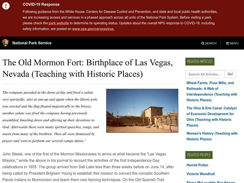 National Park Service: Old Mormon Fort: Birthplace of Las Vegas, Nevada Lesson Plan National Park Service: Old Mormon Fort: Birthplace of Las Vegas, Nevada Lesson Plan