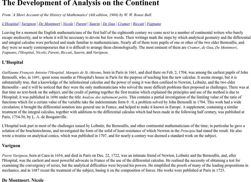 Trinity College: Development of Analysis on the Continent Activity Trinity College: Development of Analysis on the Continent Activity