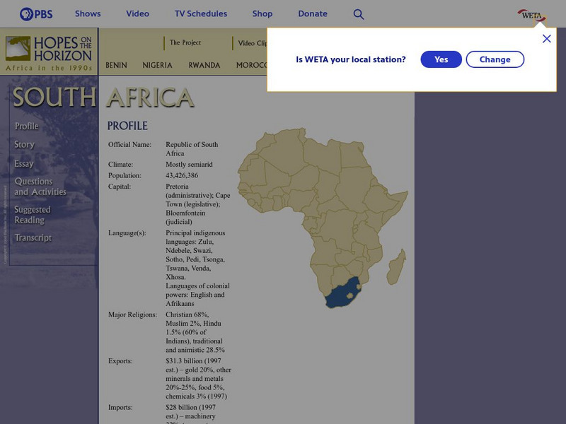 Pbs: Hopes on the Horizon South Africa Website Pbs: Hopes on the Horizon South Africa Website