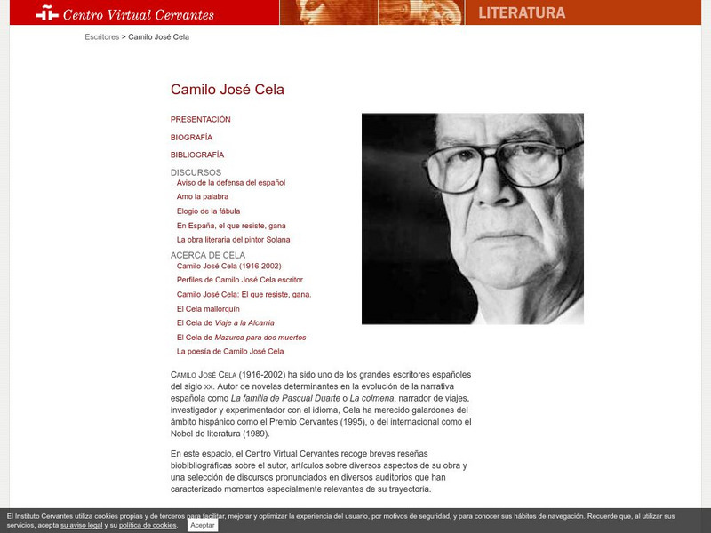 Centro Virtual Cervantes: Camilo Jose Cela Handout Centro Virtual Cervantes: Camilo Jose Cela Handout