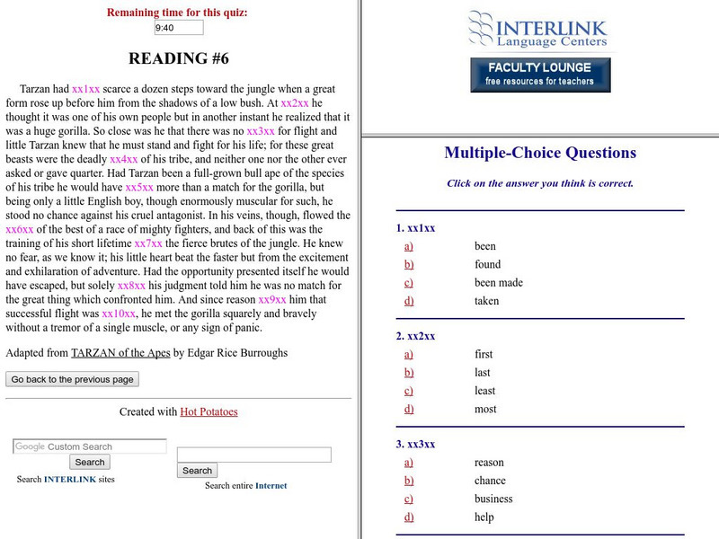Interlink Language Center: Reading #6 Unknown Type Interlink Language Center: Reading #6 Unknown Type