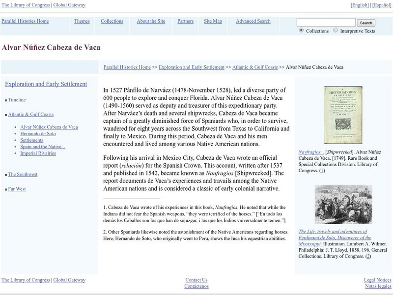 Loc: Parallel Histories: Alvar Nunez Cabeza De Vaca Website Loc: Parallel Histories: Alvar Nunez Cabeza De Vaca Website