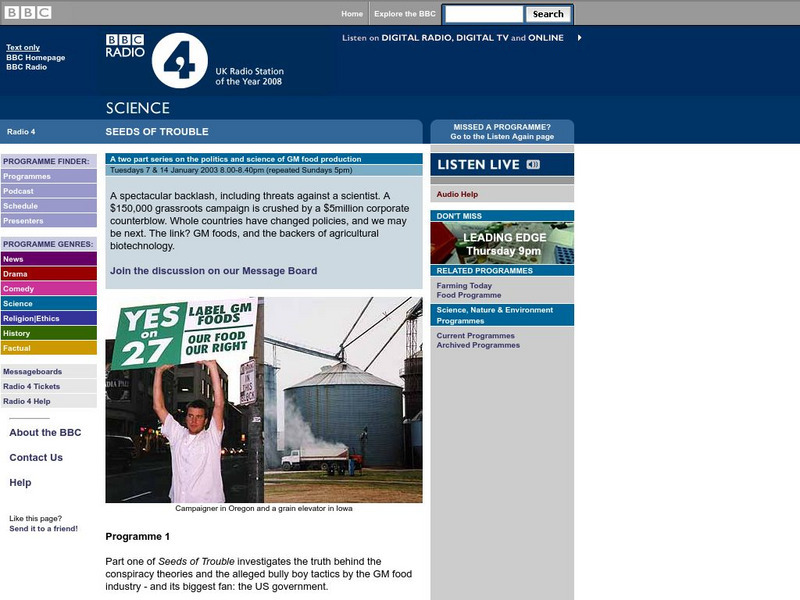 Bbc: Radio 4: Seeds of Trouble Website Bbc: Radio 4: Seeds of Trouble Website