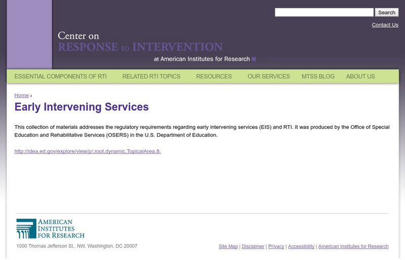 Center on Response to Intervention: Early Intervening Services Professional Doc Center on Response to Intervention: Early Intervening Services Professional Doc