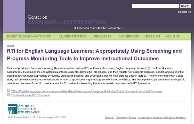 Ce Ri: Ell: Using Screening and Progress Monitoring Tools to Improve Outcomes Professional Doc