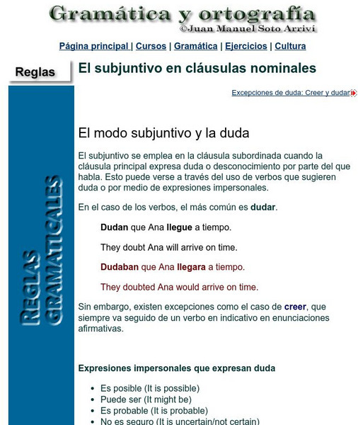 Indiana University: El Subjuntivo en Clausulas Nominales Handout