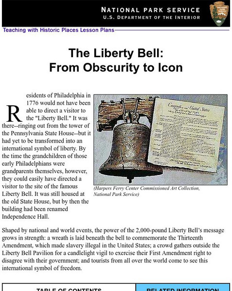 National Park Service: Teaching With Historic Places: The Liberty Bell Lesson Plan National Park Service: Teaching With Historic Places: The Liberty Bell Lesson Plan