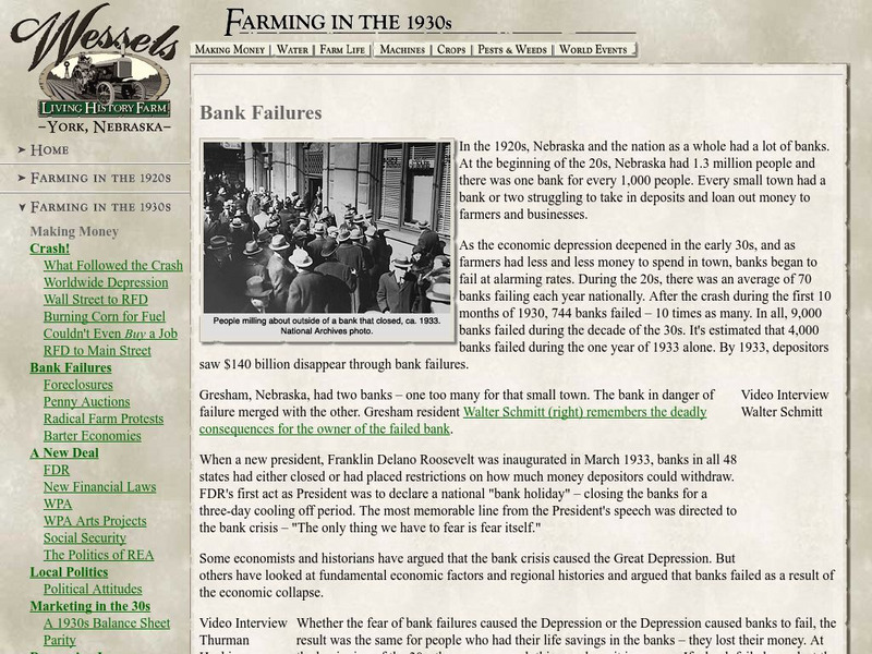 Living History Farm: Bank Failures Activity Living History Farm: Bank Failures Activity