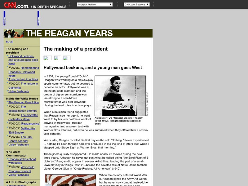 Cnn: The Reagan Years: The Making of a President Handout Cnn: The Reagan Years: The Making of a President Handout