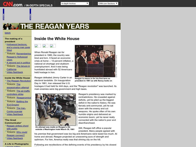Cnn: The Reagan Years: Inside the White House Handout Cnn: The Reagan Years: Inside the White House Handout