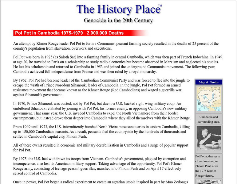 The History Place: Pol Pot in Cambodia Handout