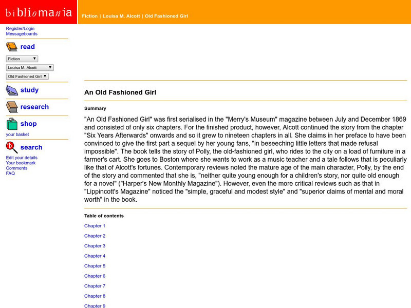 Bibliomania: Louisa May Alcot an Old Fashioned Girl eBook